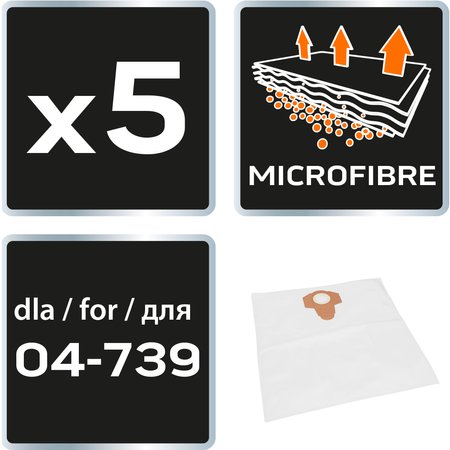 Worki do odkurzacza 04-738, 5 sztuk