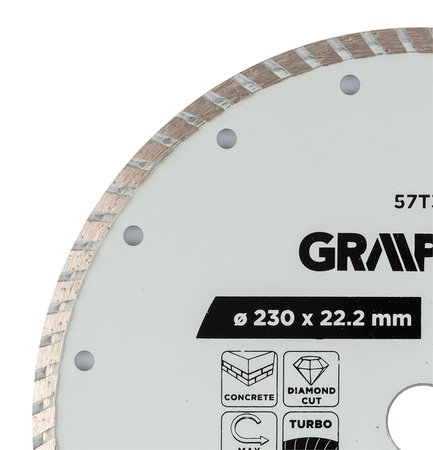 Tarcza diamentowa do cięcia turbo, 230 x 22.22 mm, na sucho