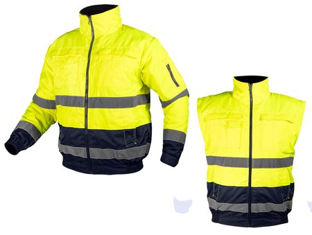 Kurtka robocza ostrzegawcza 3w1, ocieplana, żółto-granatowa, rozmiar L
