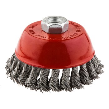 Szczotka druciana doczołowa 100 mm x M14, INOX