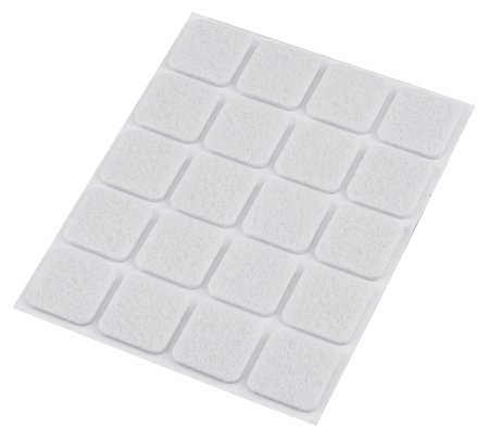 Podkładki filcowe samoprzylepne, białe 20x20 mm, 20 szt.