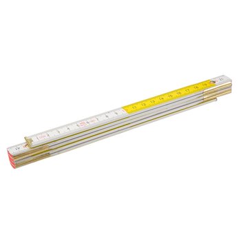 Miara składana drewniana 1 m, biało-żółta