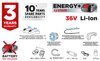 Pilarka łańcuchowa bezszczotkowa aku Energy+ 36V, Li-Ion, prowadnica 14" (350mm), bez akumulatora