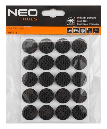 Podkładki z pianki okrągłe samoprzylepne, czarne 20mm, 20 szt.