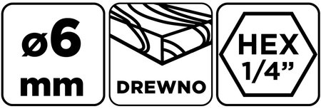 Wiertło do drewna Hex 6.0 mm