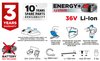 Nożyce do żywopłotu akumulatorowe Energy+ 36V, Li-Ion, szerokość cięcia 520 mm , bez akumulatora