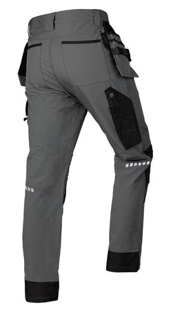 Spodnie robocze Mix&Match, 4 way stretch, z kaburami, Cordura, szaro-czarne, rozmiar M