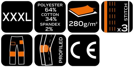 Spodnie robocze Mix&Match, Canvas, wzmocnienia z Cordury, zielone moro, rozmiar XXXL