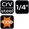 Końcówka TORX TX10 na nasadce 1/4", długa, 87 mm