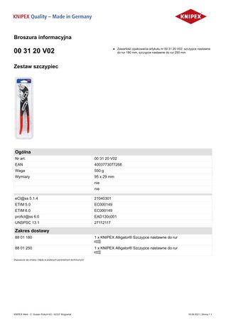 ZESTAW SZCZYPIEC NASTRAWNYCH DO RUR ALIGATOR 2SZT.