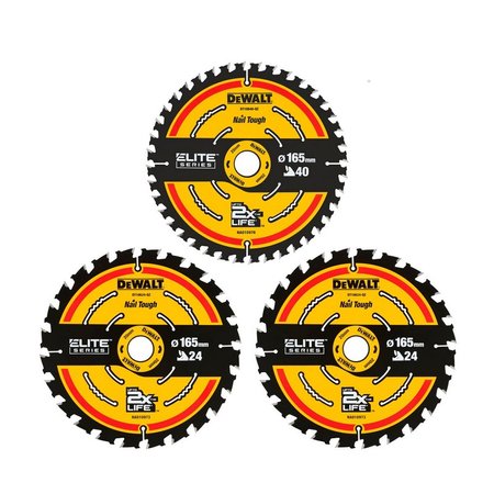 DeWalt Zestaw 3 Tarcz Pilarskich 165mm ELITE SERIES