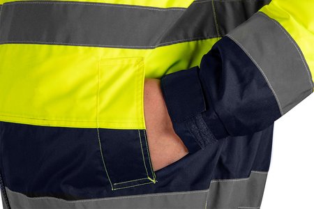 Kurtka robocza ostrzegawcza 3w1, ocieplana, żółto-granatowa, rozmiar L