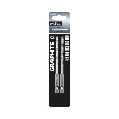 Wiertło do metalu Hex 4.5 mm, 2 szt.