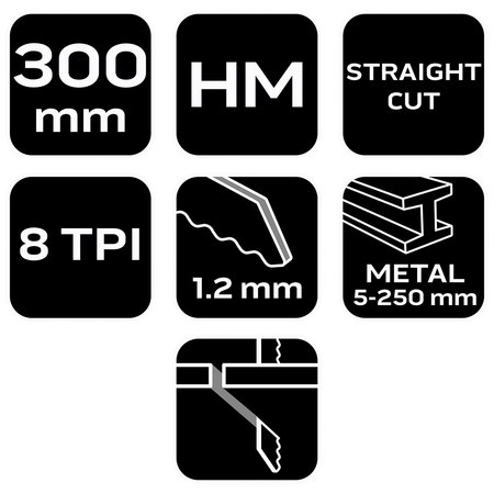 Brzeszczot do piły szablastej do prostego cięcia grubych metali (5-250 mm), 300 mm, HM