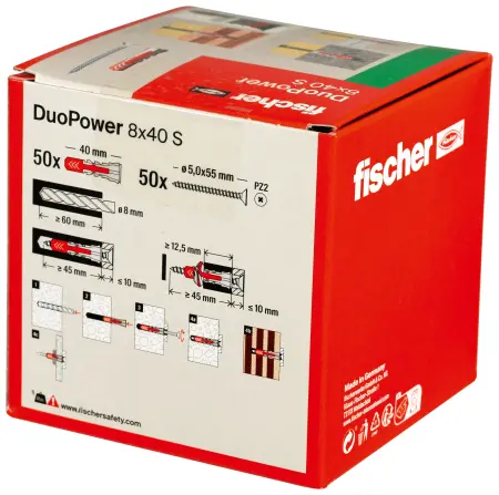 Fischer Kołek Uniwersalny DuoPower 8x40 S z Wkrętem (50 szt.) 535460