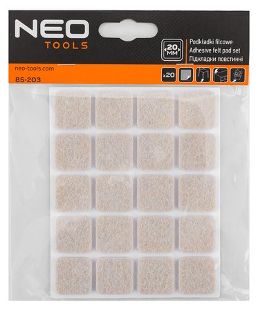 Podkładki filcowe samoprzylepne, jasnobrązowe 20x20 mm, 20 szt.