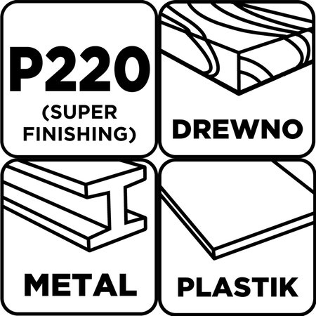 Papiery ścierne 93 x 230 mm, P220, 5 szt., bez otworów