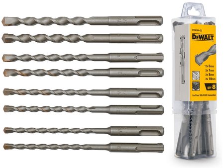 ZESTAW WIERTEŁ SDS+  8-ELEMENTOWY: 2* 6,7,8,10*160MM