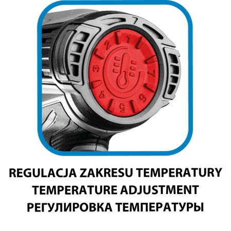 Opalarka 2000W, zakres temperatur:I: 50ºC, II: 50-550ºC, III: 50-550ºC,walizka