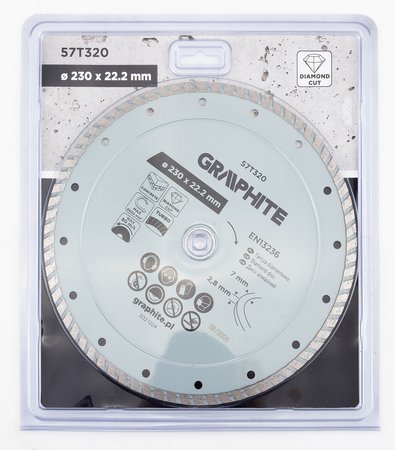 Tarcza diamentowa do cięcia turbo, 230 x 22.22 mm, na sucho