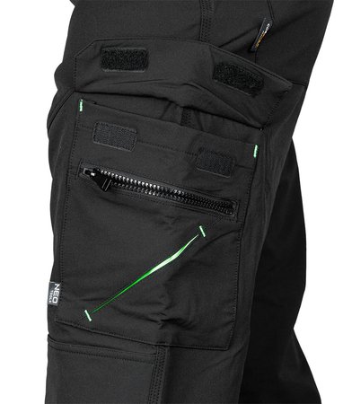 Spodnie robocze Mix&Match, 4 way stretch, z kaburami, Cordura, czarne, rozmiar L