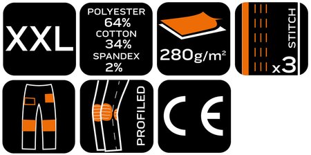 Spodnie robocze Mix&Match, Canvas, wzmocnienia z Cordury, beżowo-czarne, rozmiar XXL