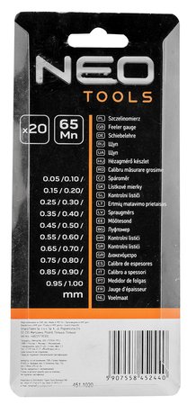 Szczelinomierz 20 listków (0.05 - 1.0 mm)  65MN/stal nierdzewna