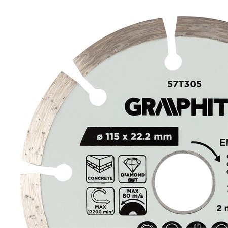Tarcza diamentowa do cięcia segmentowa, 115 x 22.2 mm, na sucho