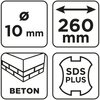 Wiertło do betonu SDS Plus z podwójną spiralą 10 x 260 mm