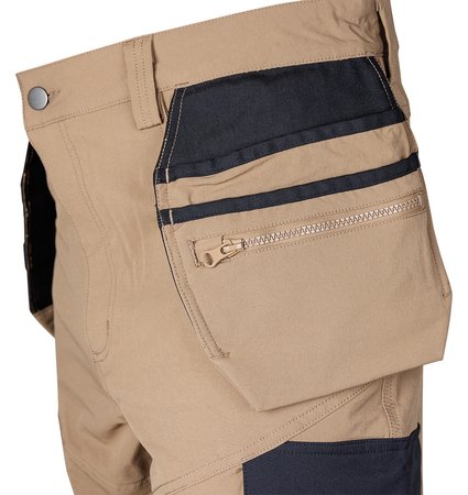 Spodnie robocze Mix&Match, 4 way stretch, z kaburami, Cordura, beżowo-czarne, rozmiar L