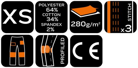 Spodnie robocze Mix&Match, Canvas, wzmocnienia z Cordury, szaro-czarne, rozmiar XS