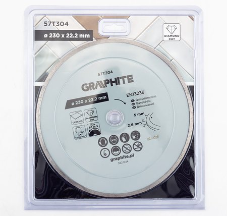 Tarcza diamentowa do cięcia pełna, 230 x 22.2 mm, na mokro