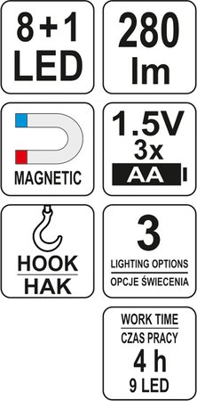 LATARKA WARSZTATOWA 2W1 LED MAGNET 3XAA