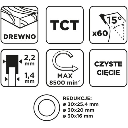 Tarcza do pilarki, widiowa, 200 x 30 mm, 60 zębów