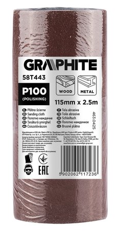 Płótno ścierne w rolce 2,5 m x 115 mm, P100