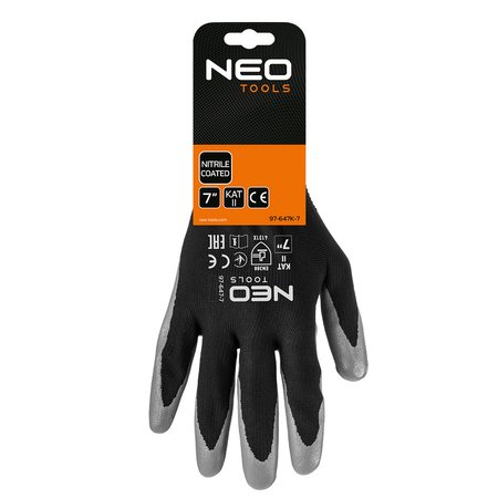 Rękawice robocze, poliester pokryty nitrylem, 4131X, rozmiar 7 (karta)