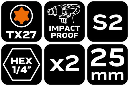 Bity udarowe TX27 x 25 mm, 2 szt.