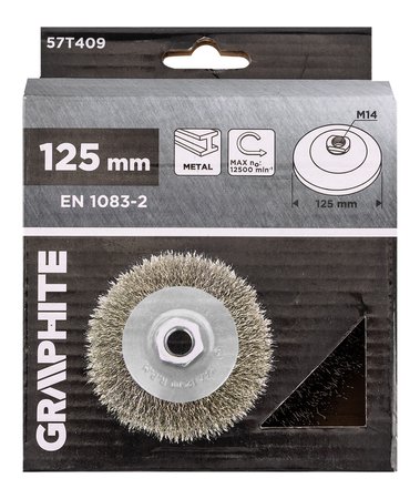 Szczotka druciana tarczowa 125 mm, drut karbowany, stalowy, M14