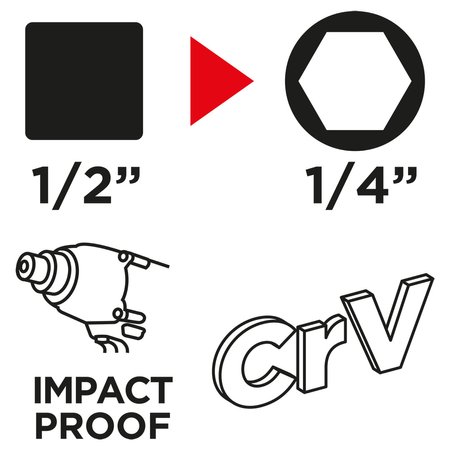 Adapter z 1/2" kwadrat na 1/4" hex