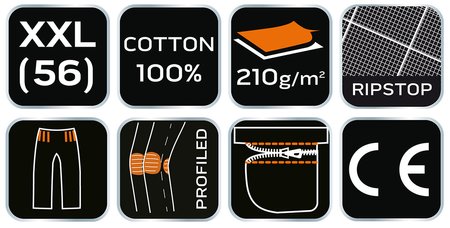 Spodnie robocze PREMIUM, 100% bawełna, ripstop, rozmiar XXL