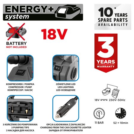 Kompresor Energy+ 18V bez akumulatora