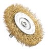 Szczotka druciana tarczowa 80 mm, drut karbowany, mosiądzowany, z trzpieniem 6 mm