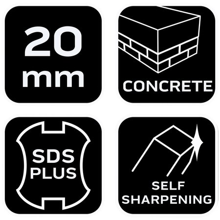 Dłuto SDS Plus płaskie samoostrzące 20 x 250 mm
