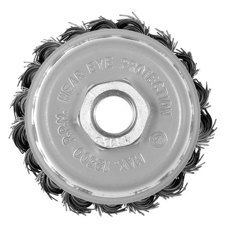 Szczotka druciana doczołowa 70 mm, drut skręcony, stalowy, M14