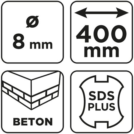 Wiertło do betonu SDS Plus z podwójną spiralą 8 x 400 mm
