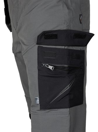 Spodnie robocze Mix&Match, 4 way stretch, z kaburami, Cordura, szaro-czarne, rozmiar XXL