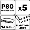 Krążki ścierne, perforowane, na rzep z otworami 225 mm, P80, 5 szt.