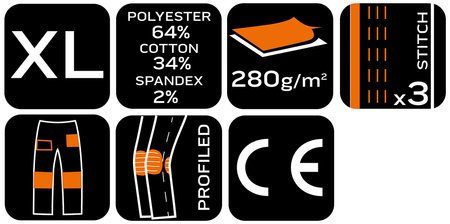 Spodnie robocze Mix&Match, Canvas, wzmocnienia z Cordury, zielone moro, rozmiar XL