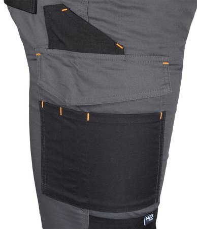 Spodnie robocze Mix&Match, Canvas, wzmocnienia z Cordury, szaro-czarne, rozmiar XXXL