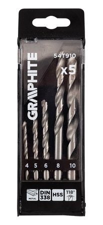 Wiertła do metalu HSS, 4 - 10 mm, zestaw 5 szt.